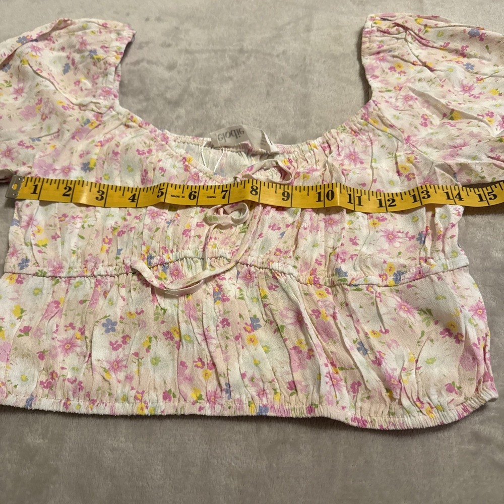 Anthropologie Elodie Pink and White Floral Crop Size M New Cottagecore Coquette - Picture 2 of 8